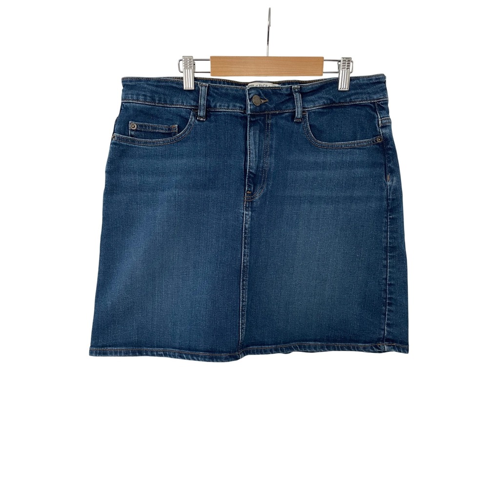 FatFace Hope Denim Mini Skirt US 8 UK 12 Blue Stretch Cotton Jean Preppy Classic